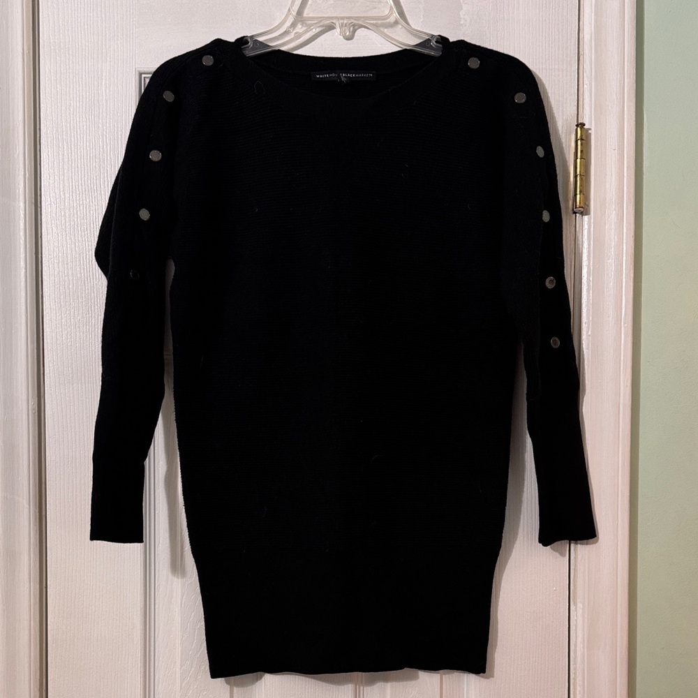 White House Black Market Button-Sleeve Tunic Sweater